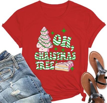 Christmas Tree Shirts Women Snowman Merry Christmas Shirt Xmas Holiday Tee Tops
